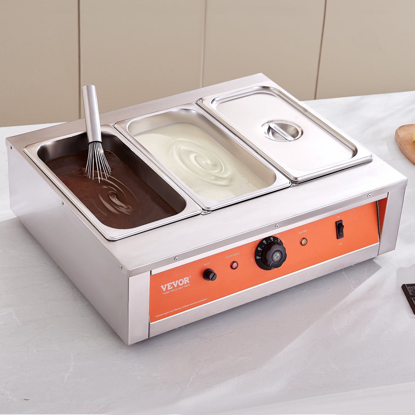 Chocolate Tempering Machine, 26.5 Lbs 3 Tanks Chocolate Melting Pot TEMP Control 86~185F, 1500W Stainless Steel Electric Commercial Food Warmer For Chocolate/Milk/Cream Melting And Heating