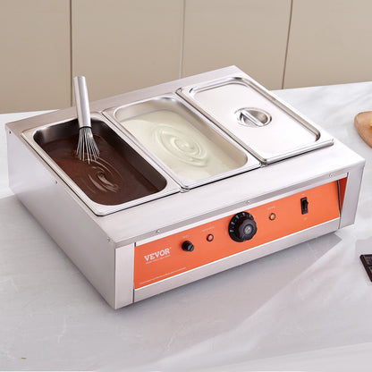 Chocolate Tempering Machine, 26.5 Lbs 3 Tanks Chocolate Melting Pot TEMP Control 86~185F, 1500W Stainless Steel Electric Commercial Food Warmer For Chocolate/Milk/Cream Melting And Heating