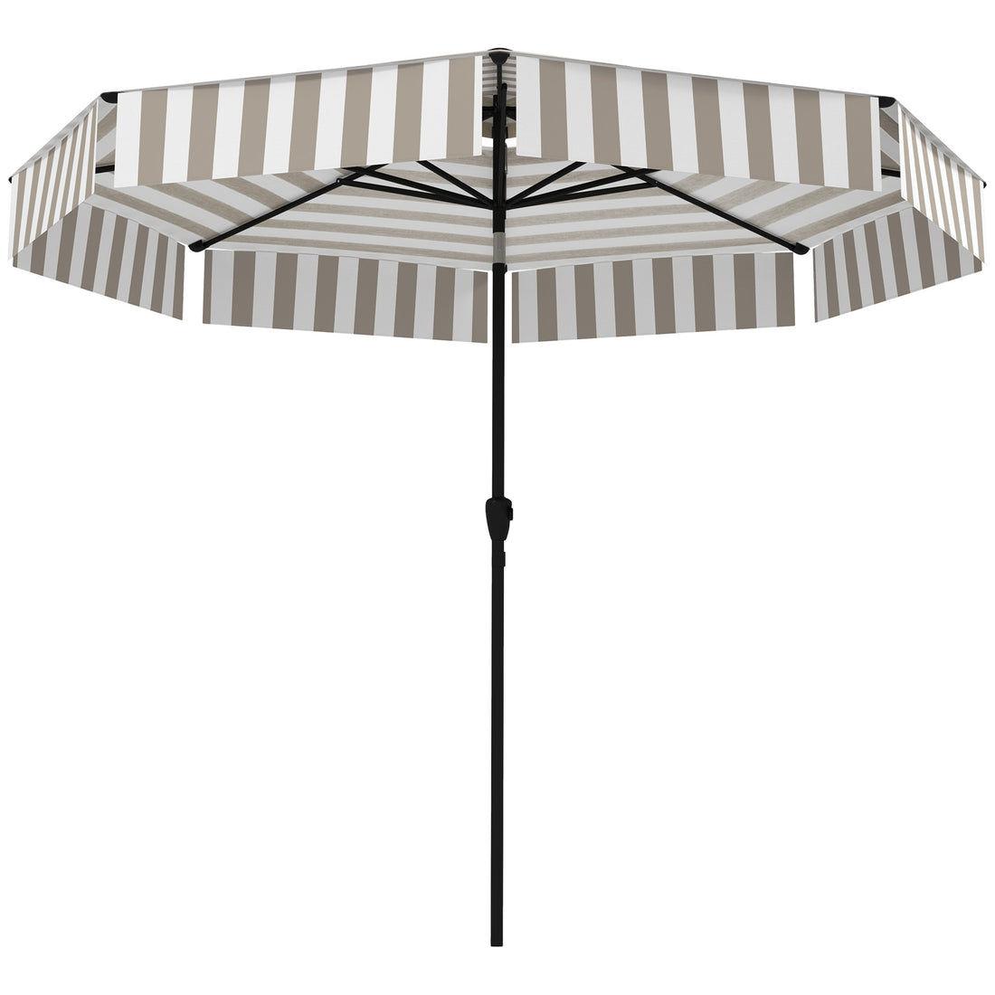 8.6FT Patio Umbrella,  Outdoor Market Umbrella, 2-Tier Vented Patio Table Umbrella With Crank 8 Ribs, Tiltable Porch Umbrella For Garden Deck Poolside, Light Gray