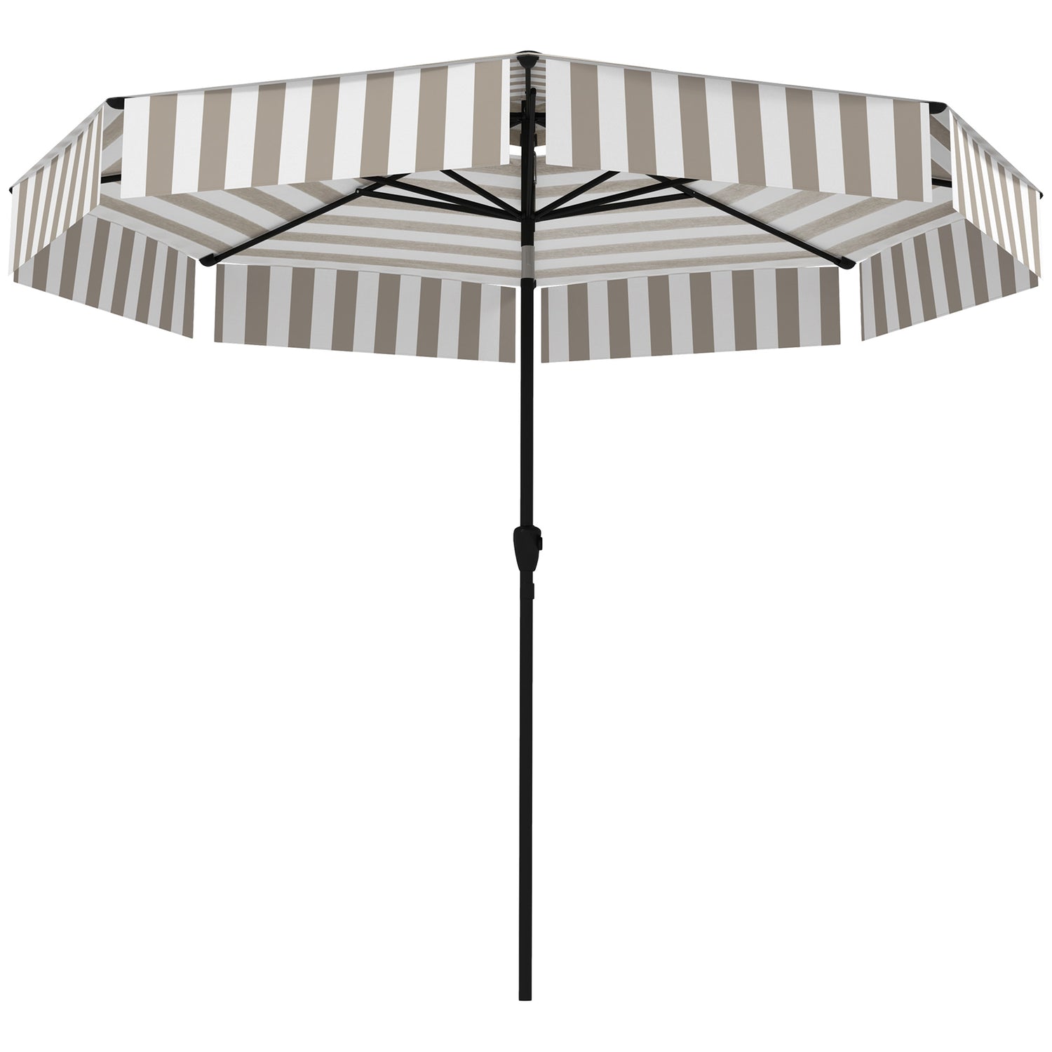 8.6FT Patio Umbrella,  Outdoor Market Umbrella, 2-Tier Vented Patio Table Umbrella With Crank 8 Ribs, Tiltable Porch Umbrella For Garden Deck Poolside, Light Gray