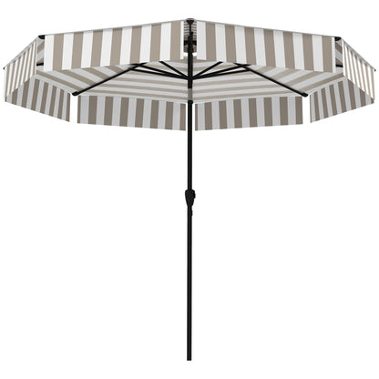 8.6FT Patio Umbrella,  Outdoor Market Umbrella, 2-Tier Vented Patio Table Umbrella With Crank 8 Ribs, Tiltable Porch Umbrella For Garden Deck Poolside, Light Gray