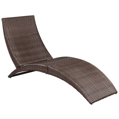Folding Sun Lounger with Cushion Poly Rattan