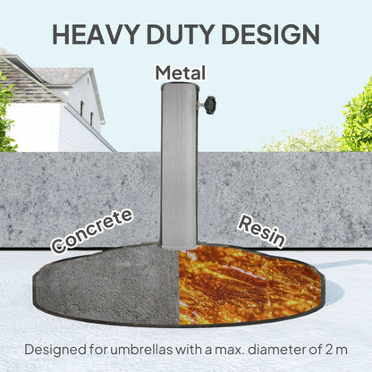 Round Patio Umbrella Base, 26 Lbs Resin Umbrella Stand Base, Heavy Duty Patio Umbrella Holder For Umbrella Poles For Outdoor, Lawn, Poolside, Bronze