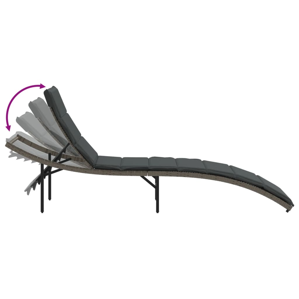 sun lounger with cushions 55x poly rattan