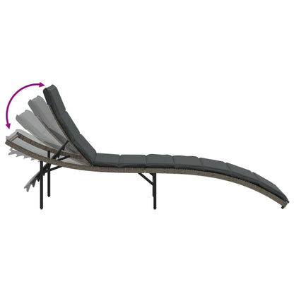 sun lounger with cushions 55x poly rattan