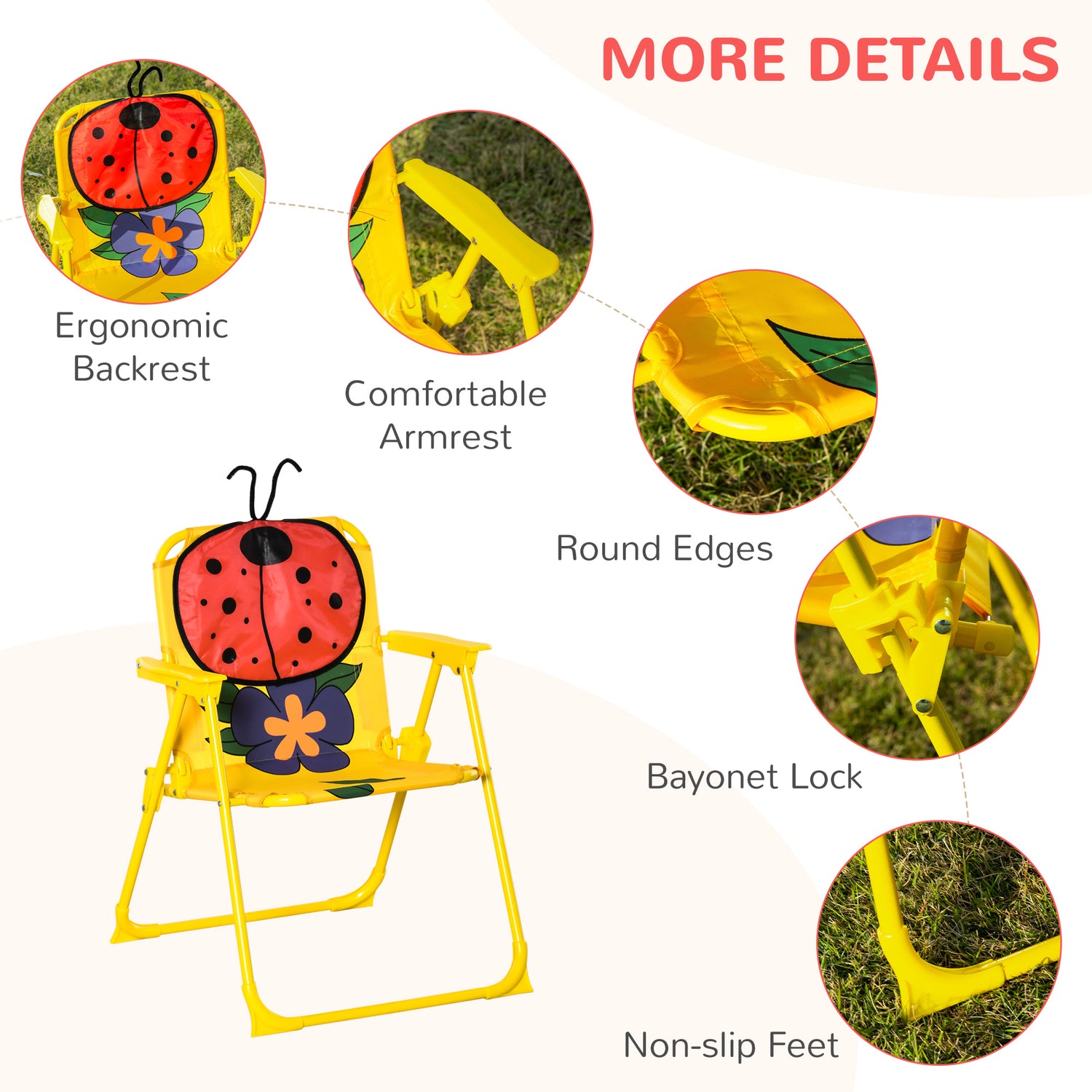 Kids Table and Chair Set, Outdoor Folding Garden Furniture, Picnic Table for Patio Backyard, with Removable &amp; Height Adjustable Sun Umbrella, Aged 3-6 Years Old, Red