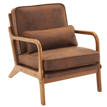 Armrests, Single Lounge Chair, Oak, Upholstered, Foil Stamping Cloth, Orange, Interior Lounge Chair, N101