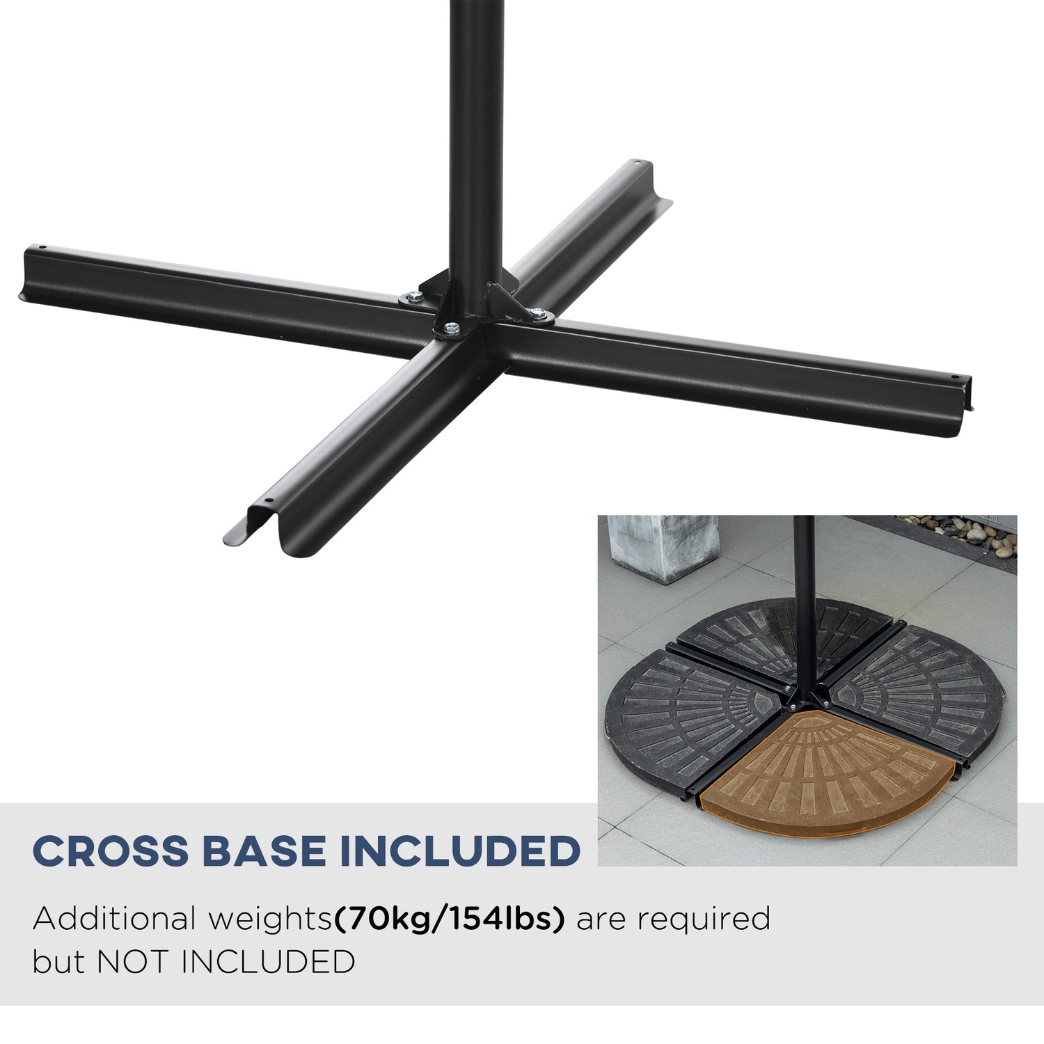 10FT Cantilever Umbrella, Offset Patio Umbrella with Crank and Cross Base for Deck, Backyard, Pool and Garden, Hanging Umbrellas, Navy Blue