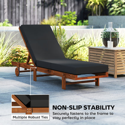 Chaise Lounge Cushion, 4" Thick Outdoor Lounge Chair Cushion with Ties for Patio, 21" x 72 ", Gray