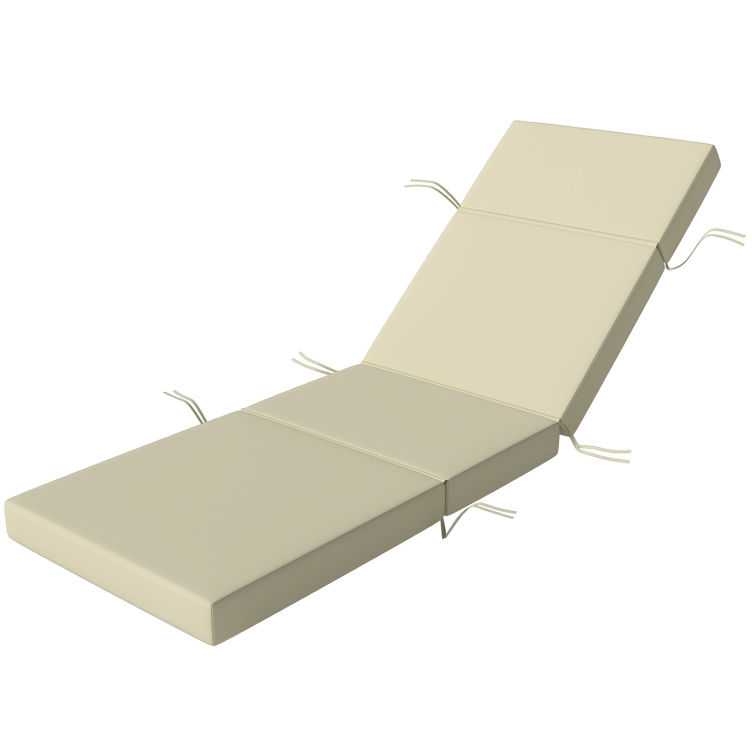 Chaise Lounge Cushion, 4" Thick Outdoor Lounge Chair Cushions with Ties for Patio, 26" x 80 ", Cream White