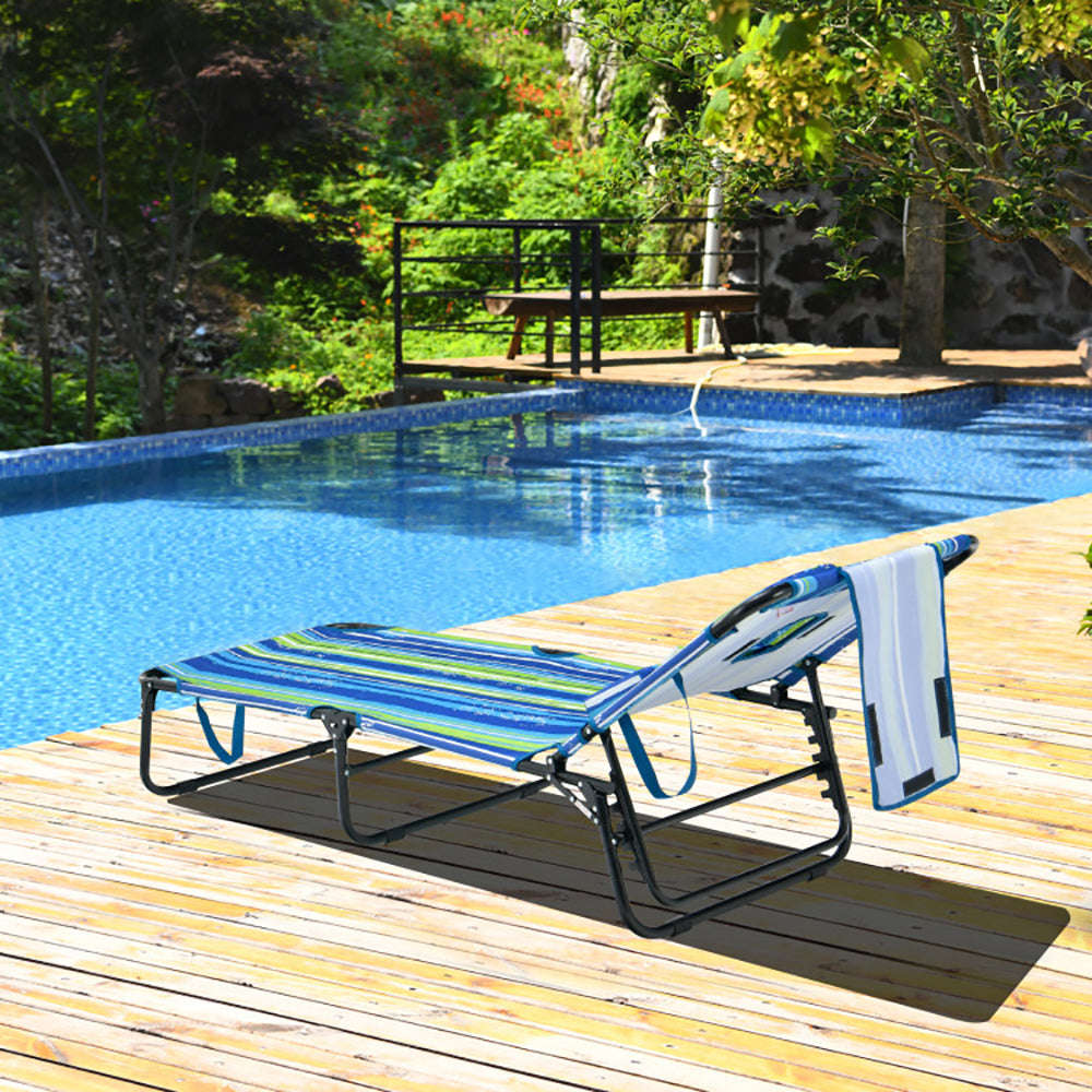 Beach Chaise Lounge Chair With Face Hole And Removable Pillow