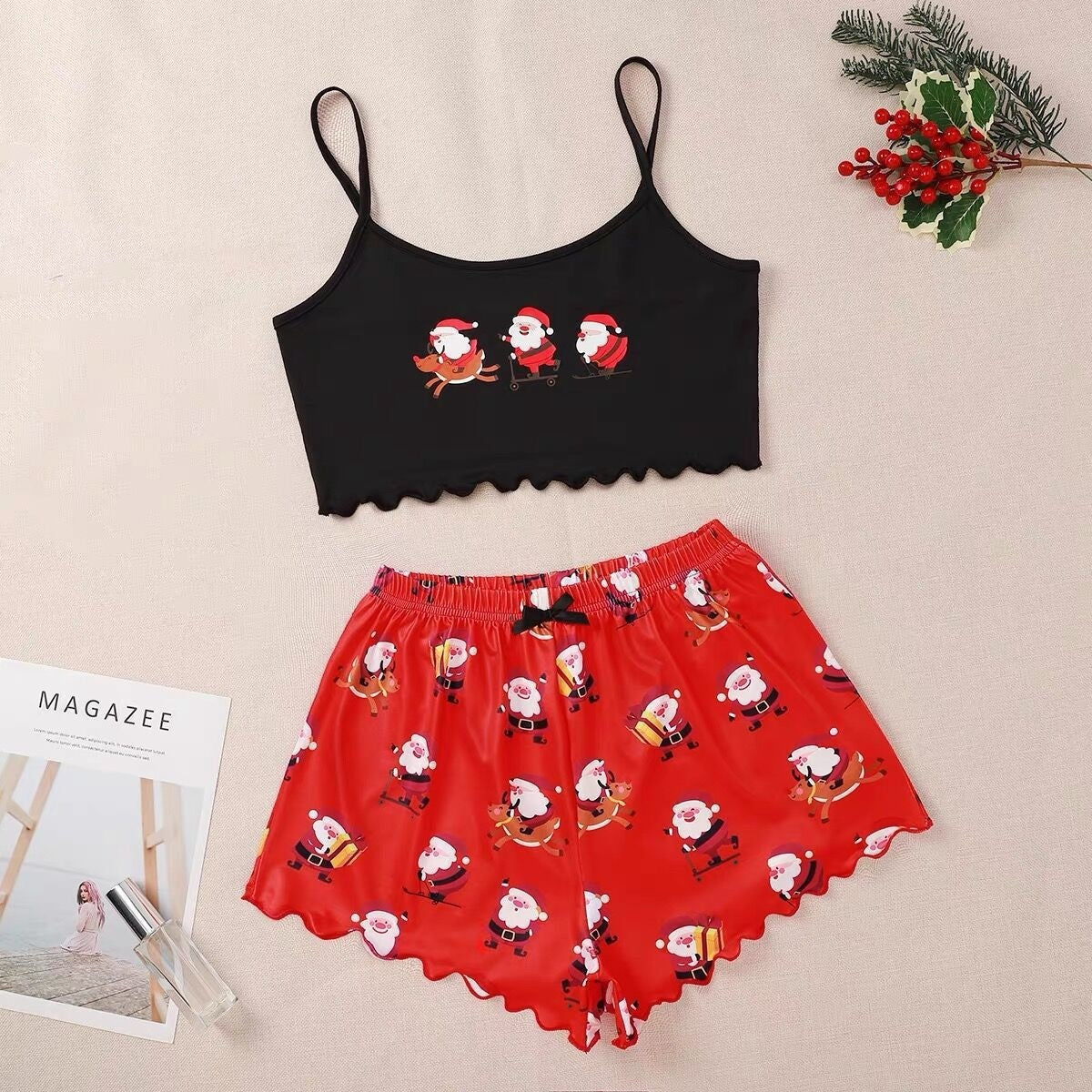 Christmas European And American Thin Pajamas Women&
