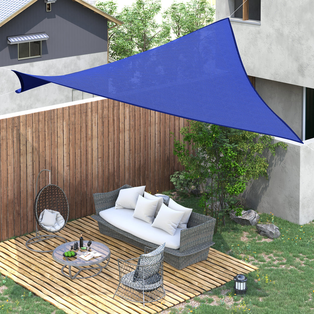 16’ x 20’ Sun Shade Sail Canopy Outdoor Shade Sail Cloth for Patio Deck Yard with D-Rings and Rope Included, Blue