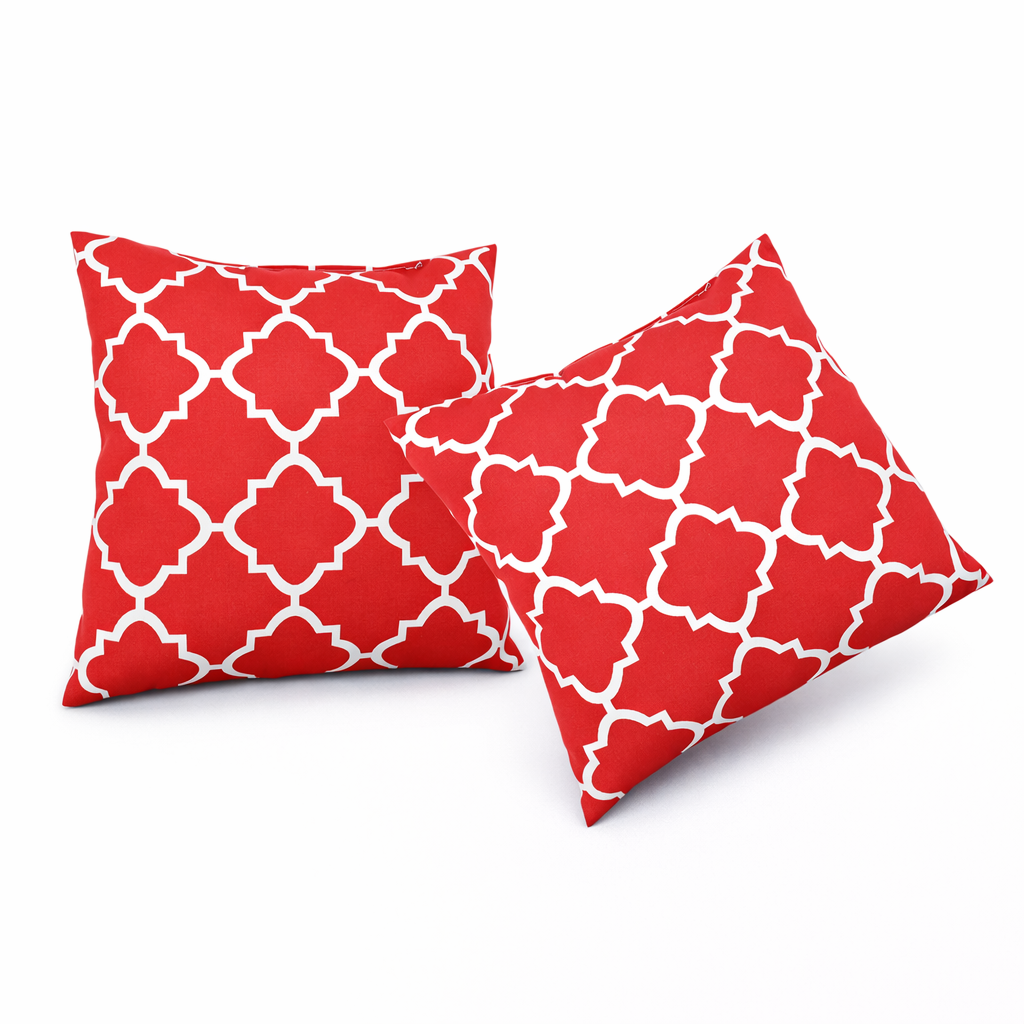 2 Pack Outdoor Throw Pillows, Waterproof &amp; Fade-Resistant Patio Cushions For Garden, Porch, Poolside Furniture - Soft &amp; Comfortable Decorative Pillow Covers 18x18 Inch, Plaid Red