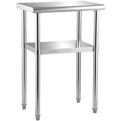 Stainless Steel Prep Table, 24 X 18 X 36 Inch, 600lbs Load Capacity Heavy Duty Metal Worktable With Adjustable Undershelf &amp; Feet, Commercial Workstation For Kitchen Restaurant GarageBackyard