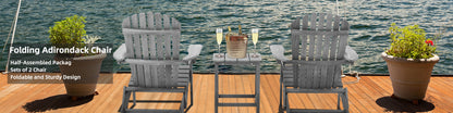Wooden Garden Outdoor Lounge Patio Chair Wooden Folding Adirondack Chair 2-piece Set