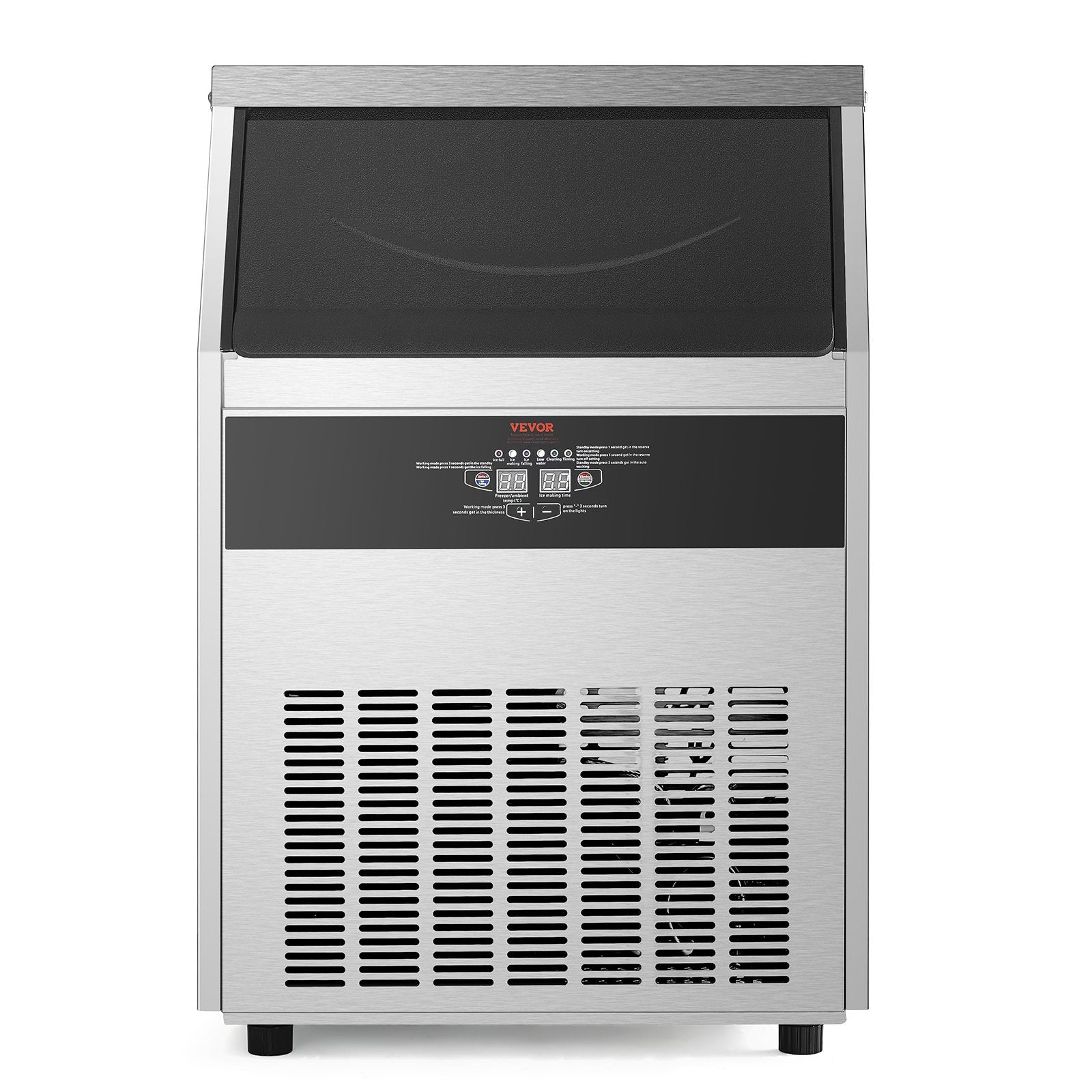 160lbs/24H Commercial Ice Maker Machine, 66lbs Storage Capacity Ice Maker With Drain Pump, 80 Ice Cubes In 15 Minutes, LED Digital Display Freestanding Self-Cleaning For Bar Office Restaurant