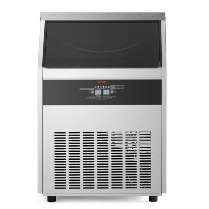 160lbs/24H Commercial Ice Maker Machine, 66lbs Storage Capacity Ice Maker With Drain Pump, 80 Ice Cubes In 15 Minutes, LED Digital Display Freestanding Self-Cleaning For Bar Office Restaurant
