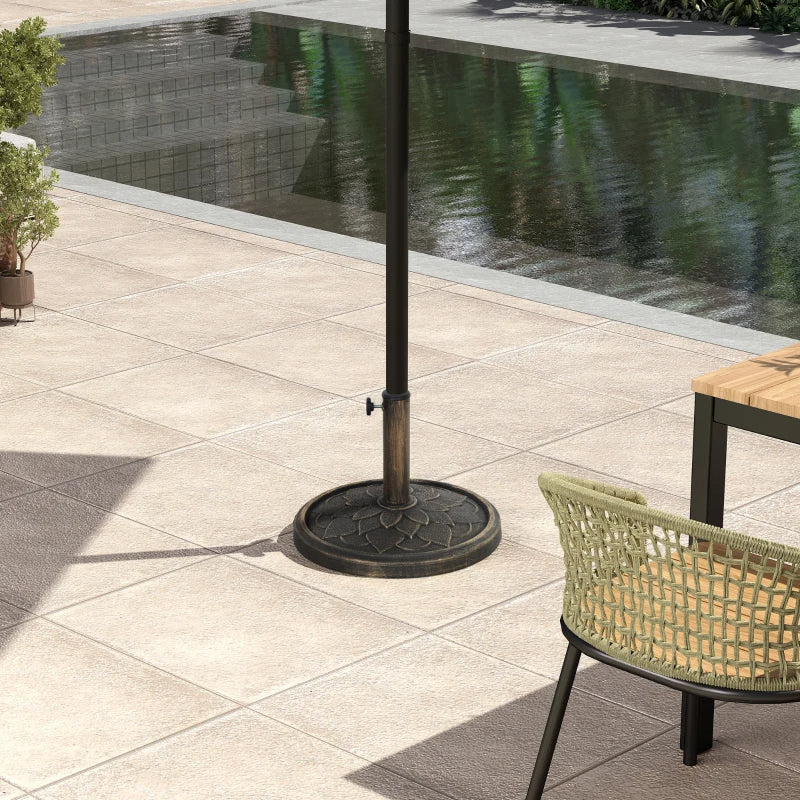 Round Patio Umbrella Base, 26 Lbs Resin Umbrella Stand Base, Heavy Duty Patio Umbrella Holder For Umbrella Poles For Outdoor, Lawn, Poolside, Bronze