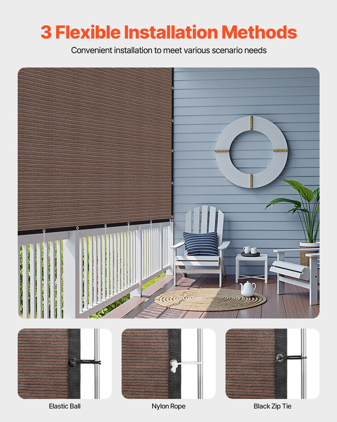 Sun Shade Cloth, 10 X 12 Ft Pergola Shade Cover With Stainless Steel Grommets, Sun Shades Canopy Privacy Screen With 140 GSM HDPE Material, For Outdoor, Patio, Garden, AndBackyard Brown