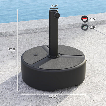 Round Patio Umbrella Base Holder, Heavy Duty Outdoor Umbrella Stand Base, Filled Up To 44lbs With Stand Or 40lbs With Water For Garden, Poolside, Black