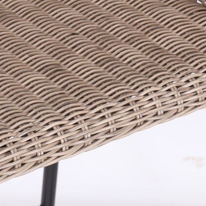 Light Brown Outdoor Metal Wicker Barstool Set of 2 with Iron Frames