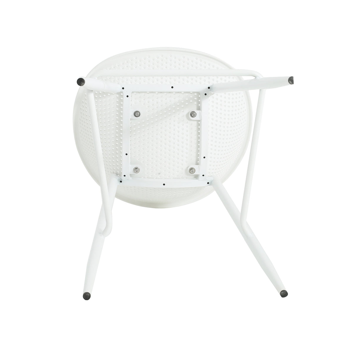 Modern Gable Outdoor Barstool Set of 2 with Perforated Design - White