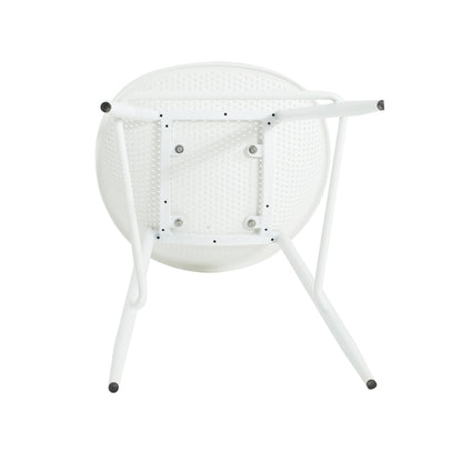 Modern Gable Outdoor Barstool Set of 2 with Perforated Design - White