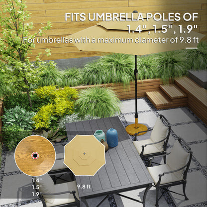 Patio Umbrella Base Holder, Outdoor Umbrella Base With Adjustable Pads, Heavy Duty Patio Umbrella Stand Base For Garden, Poolside, Nature Wood