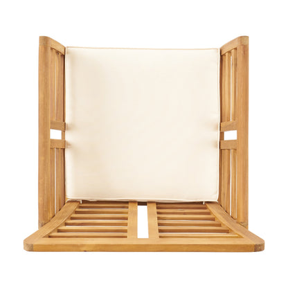 Caydon 2 Club Chairs + Table Outdoor Set with Slat Panel Design - Natural Wood