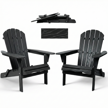 Wood Lounge Patio Chair For Garden Outdoor Wooden Folding Embossed Adirondack Chair Solid Wood Lounge Patio Chair With Wood Grain