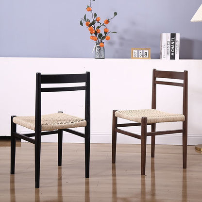 Nordic-style Minimalist Log And Rope-woven Lounge Chair