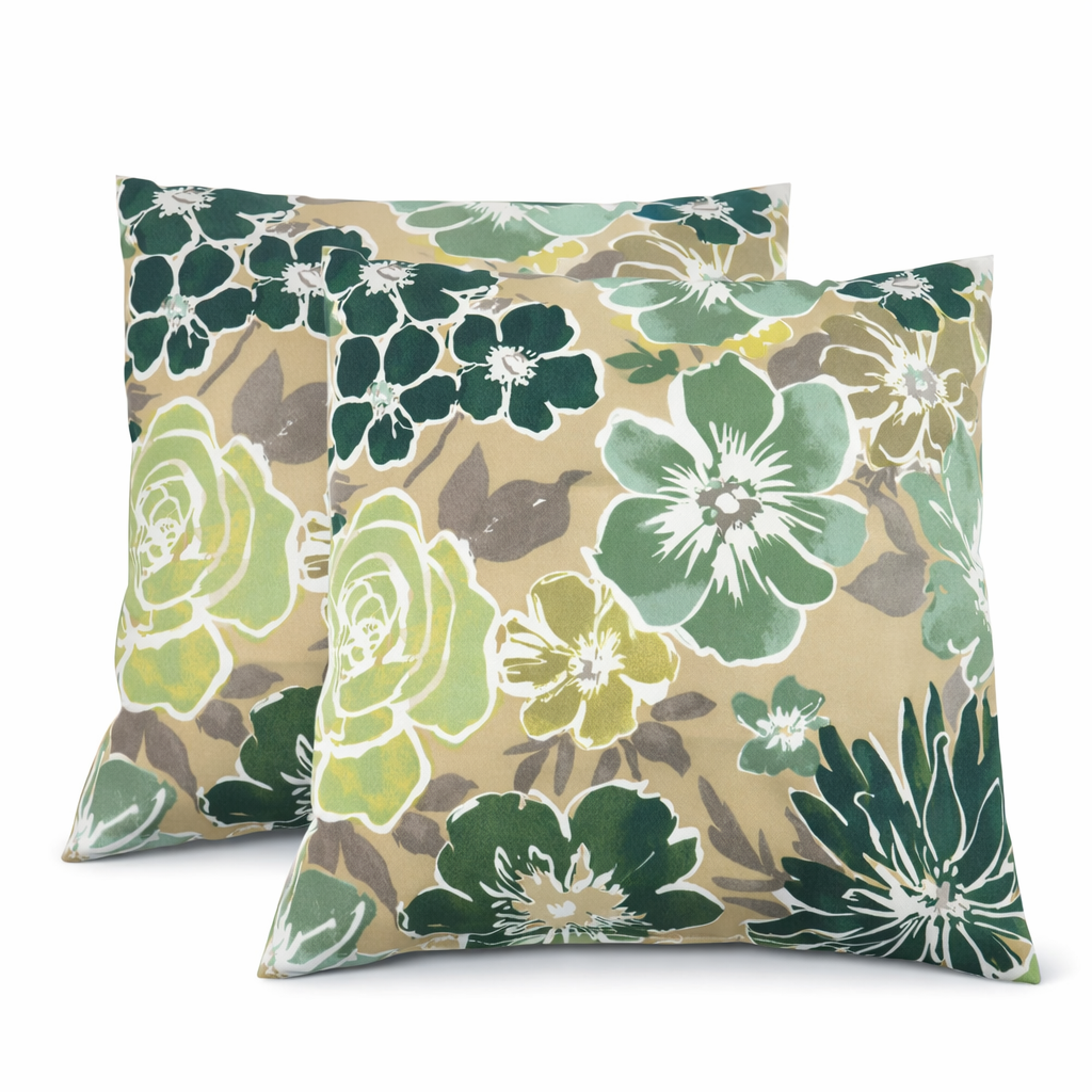 2 Pack Outdoor Throw Pillows, Waterproof &amp; Fade-Resistant Patio Cushions For Garden, Porch, Poolside Furniture - Soft &amp; Comfortable Decorative Pillow Covers 18x18 Inch, Magpie Fabrics
