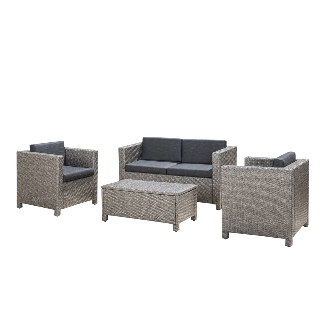 Puerta 4-Piece Outdoor Furniture Set with Water-Resistant Cushions - Rattan