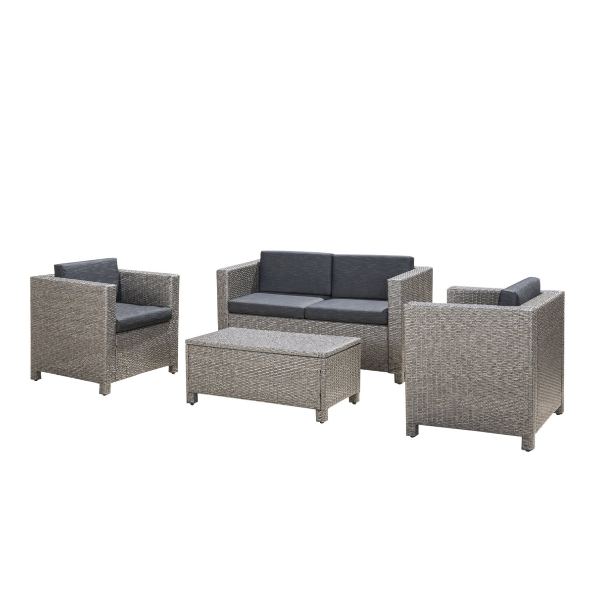 Puerta 4-Piece Outdoor Furniture Set with Water-Resistant Cushions - Rattan