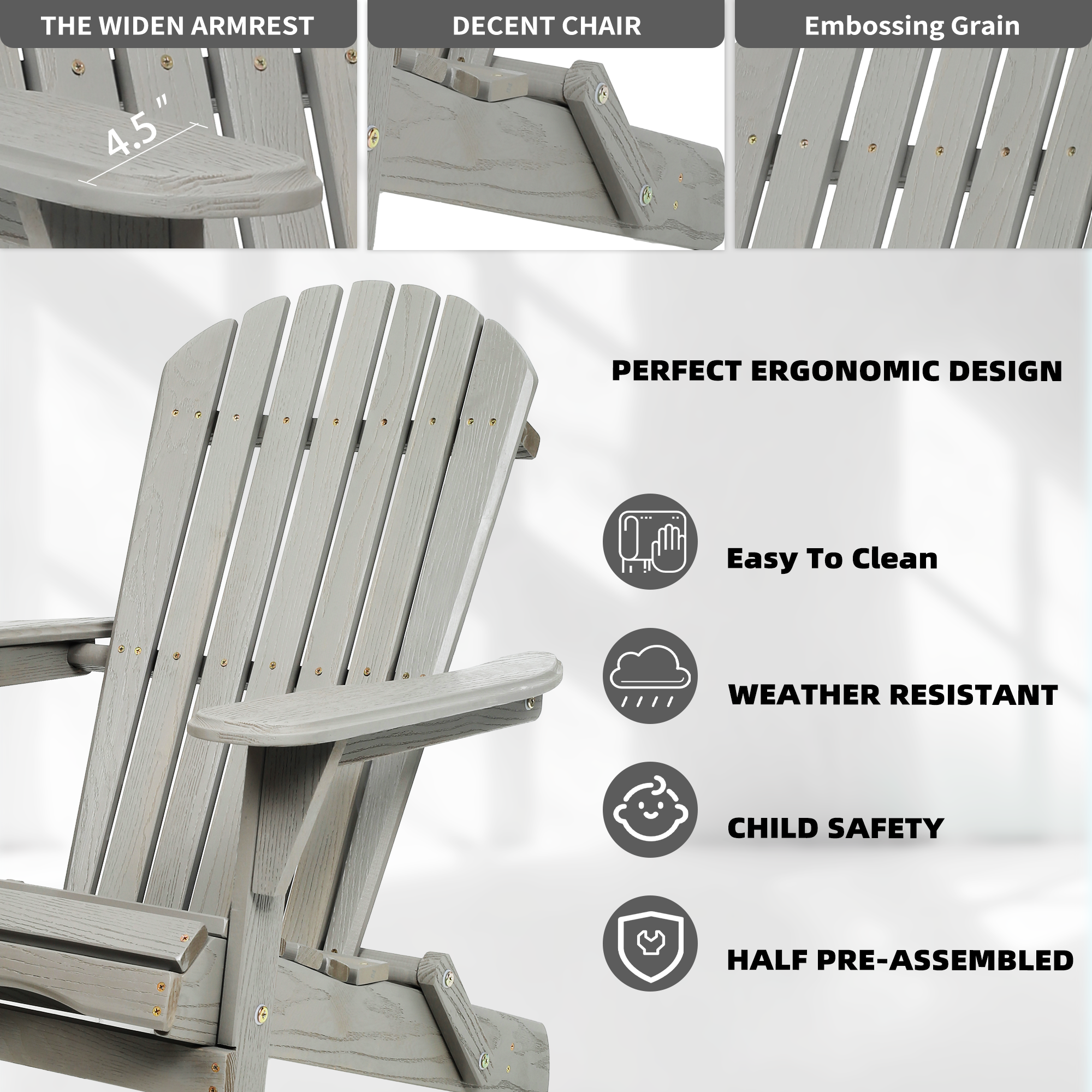 Wood Lounge Patio Chair For Garden Outdoor Wooden Folding Embossed Adirondack Chair Set Of 2 Solid Cedar Wood Lounge Patio Chair With Wood Grain