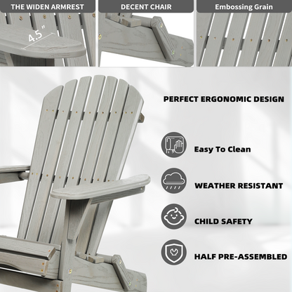 Wood Lounge Patio Chair For Garden Outdoor Wooden Folding Embossed Adirondack Chair Set Of 2 Solid Cedar Wood Lounge Patio Chair With Wood Grain