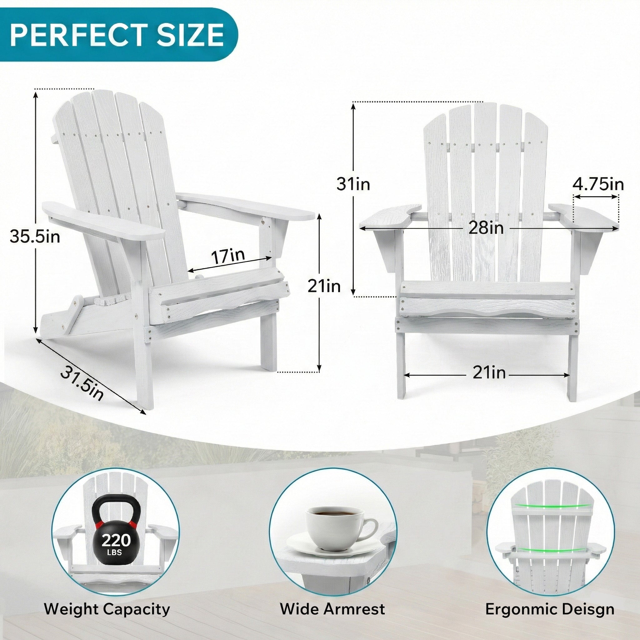 Wood Lounge Patio Chair For Garden Outdoor Wooden Folding Embossed Adirondack Chair Solid Wood Lounge Patio Chair With Wood Grain