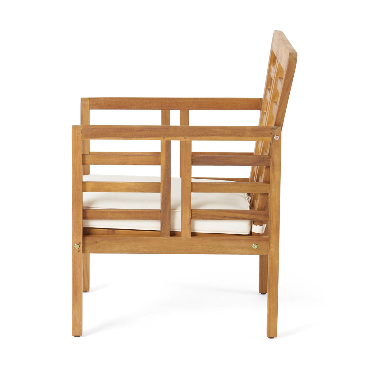 Caydon 2 Club Chairs + Table Outdoor Set with Slat Panel Design - Natural Wood