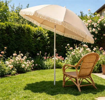 7 FT Boho Patio Umbrella With Fringe Tassel, 30&