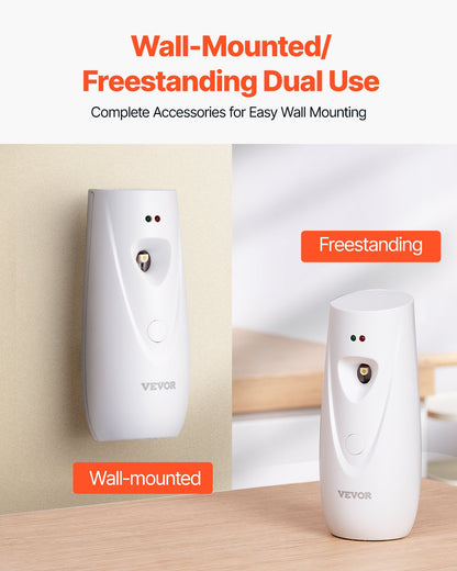 Automatic Air Freshener Spray Dispenser, 4-Pack, Wall Mounted Or Free Standing, Battery Operated, Multiple Time Settings For Home, Indoor, Bathrooms, Offices, Hotels, Commercial Places, White