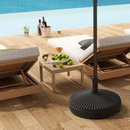 Round Patio Umbrella Base Holder, Heavy Duty Outdoor Umbrella Stand Base, Filled Up to 62lbs with Stand or 51lbs with Water for Garden, Poolside, Black