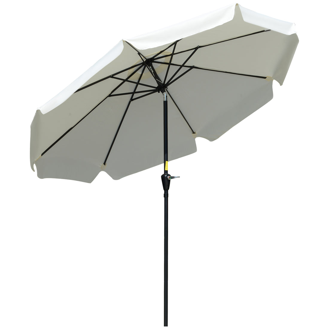 2.7m Patio Parasol Garden Umbrellas Outdoor Sun Shade Table Umbrella With Tilt, Crank, 8 Ribs, Ruffles, White