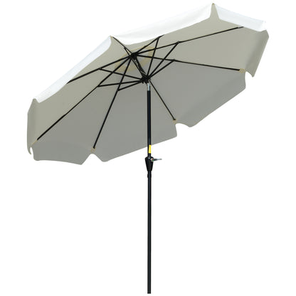 2.7m Patio Parasol Garden Umbrellas Outdoor Sun Shade Table Umbrella With Tilt, Crank, 8 Ribs, Ruffles, White