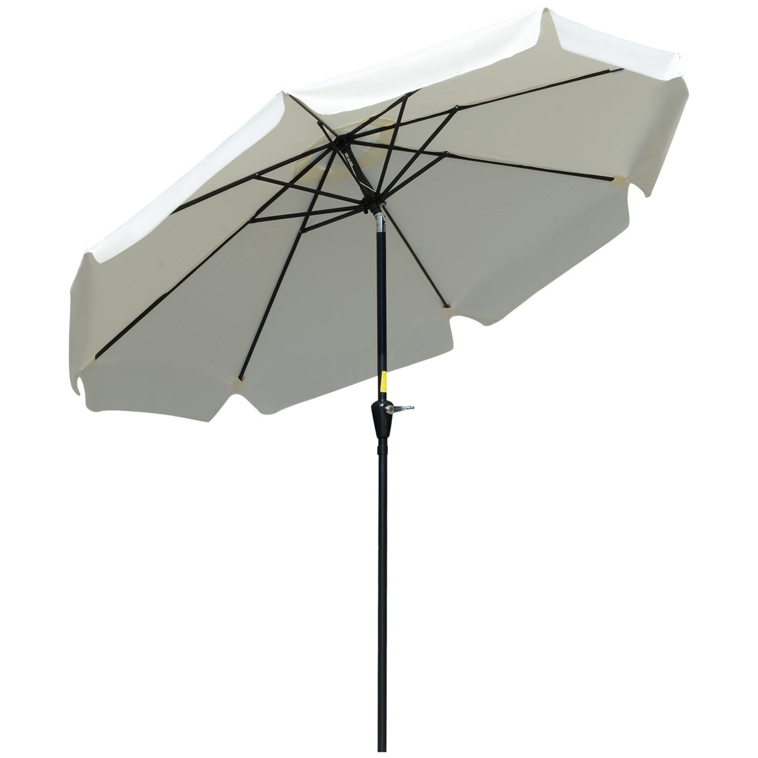 2.7m Patio Parasol Garden Umbrellas Outdoor Sun Shade Table Umbrella With Tilt, Crank, 8 Ribs, Ruffles, White