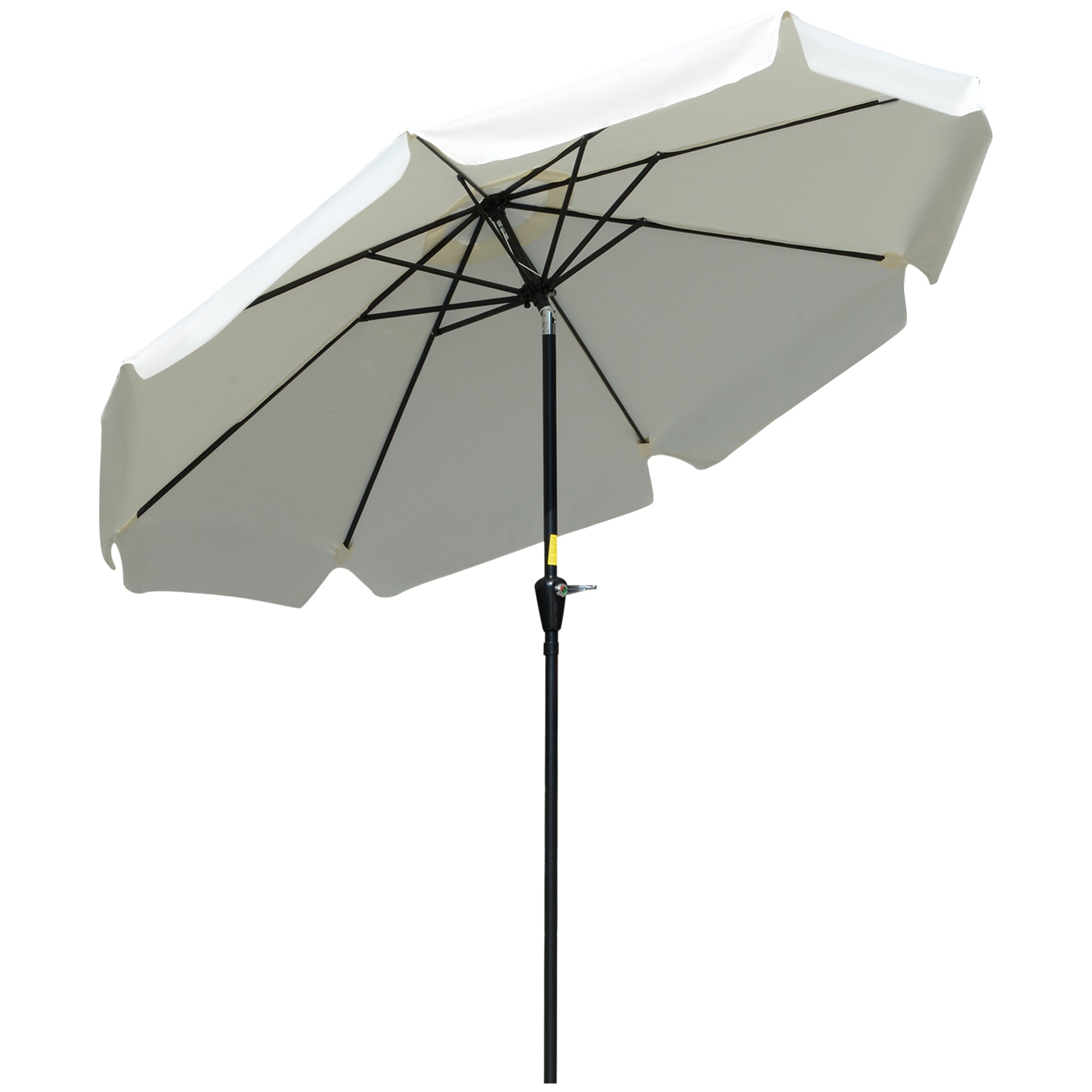 2.7m Patio Parasol Garden Umbrellas Outdoor Sun Shade Table Umbrella With Tilt, Crank, 8 Ribs, Ruffles, White