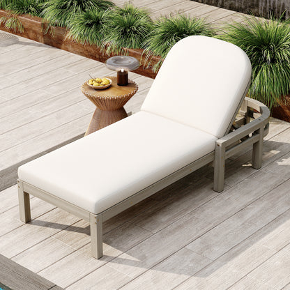 TREXM Outdoor Chaise Lounge  Premium Acacia Wood Patio Recliner With Arched Backrest  5-Position Adjustable Backrest  Outdoor Lounge Chair For Poolside    Deck &amp; Lawn  Gray
