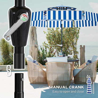 8.6FT Patio Umbrella, UPF 30+ Outdoor Market Umbrella, 2-Tier Vented Patio Table Umbrella with Crank 8 Ribs, Tiltable Porch Umbrella for Garden Deck Poolside, Navy Blue