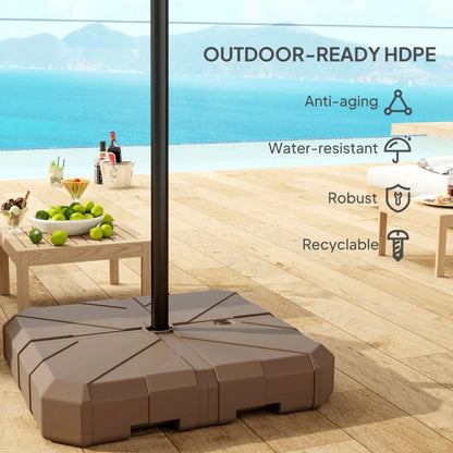 Square Patio Umbrella Base, Cantilever Offset Umbrella Base Heavy Duty Outdoor Umbrella Stand Base, Filled Up To 143lbs With Stand Or 130lbs With Water For Garden Poolside, Brown