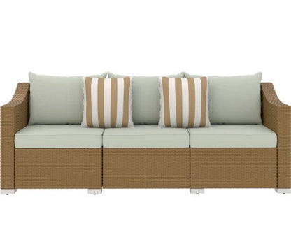 Rattan Wicker Outdoor Sofa with Cushions and Throw Pillows